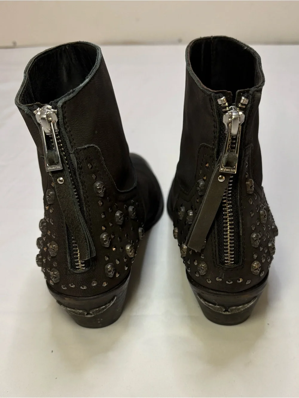 Zadig & Voltaire Teddy Black Leather Skull Studded Ankle Boots Women’s 39 - Picture 7 of 14